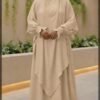 Abaya Beige / Nude avec Hijab Bleu (Beige Abaya with Blue Inner Hijab)